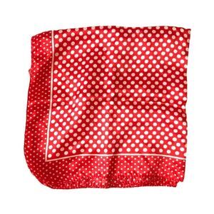 Women`s Small Square Scarf Bandana Red White Polka Dot Headwear Neck Scarf